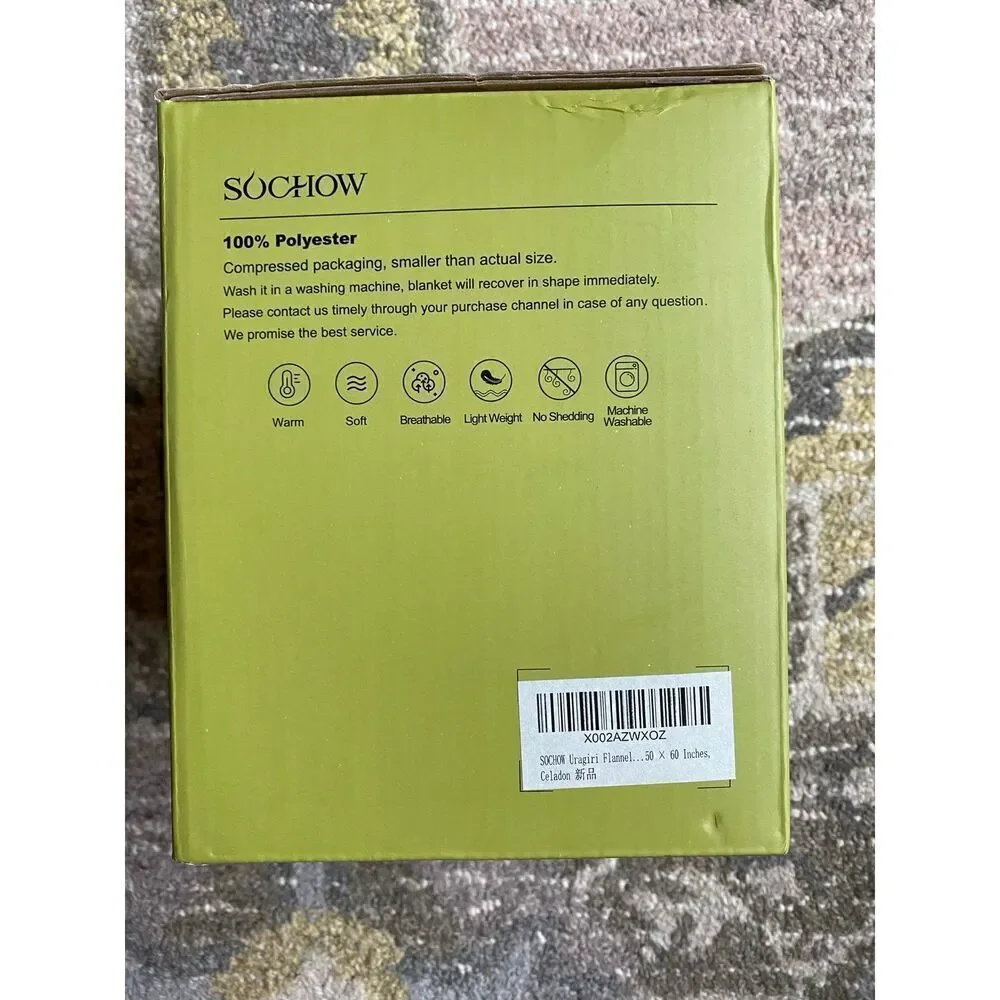Sochow Botanical MintGreen and White Throw Blanket
